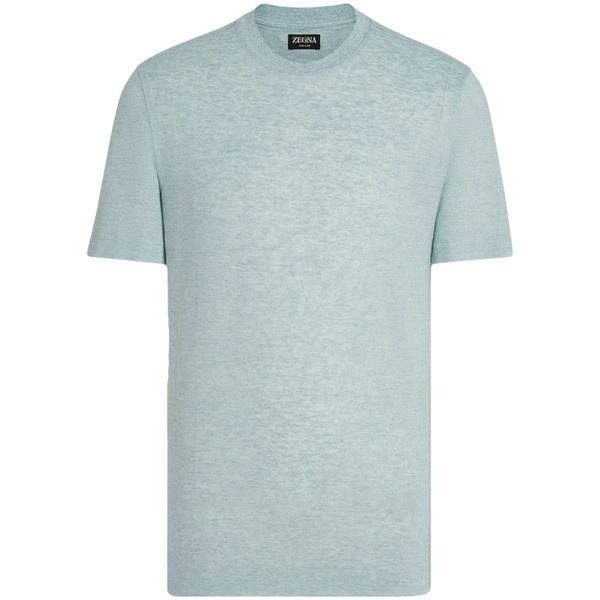 ゼニア メンズ Tシャツ トップス Oasi lino t-shirt Blue｜asty