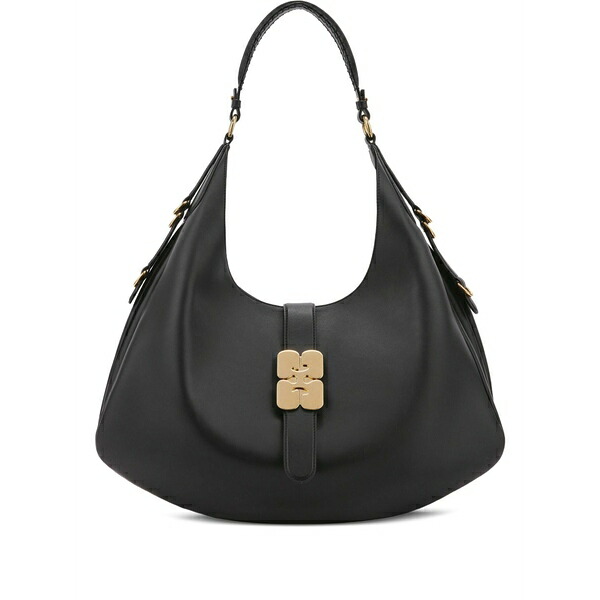 ガニー レディース ショルダーバッグ 御徒面子 Detailed-hardware shoulder bag Black