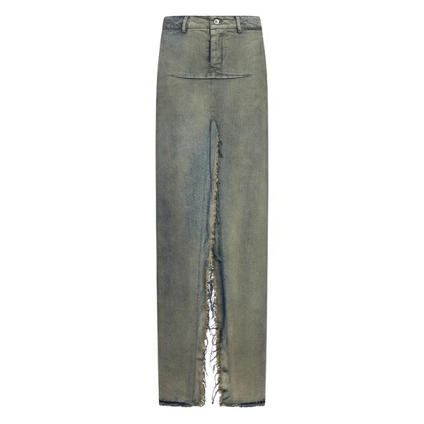 リックオウエンス レディース スカート ボトムス Frayed denim skirt Blue｜asty