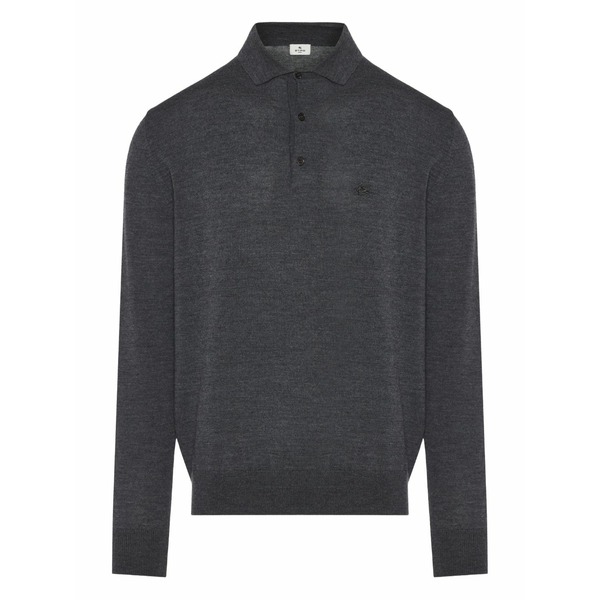 エトロ メンズ ポロシャツ トップス Long-sleeve polo shirt Grey｜asty