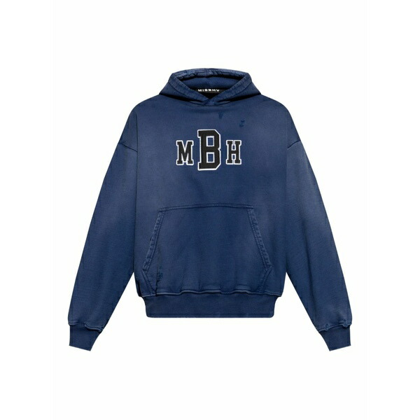 ミスビヘイブ メンズ パーカー・スウェットシャツ アウター Logo-embroidered hoodie Blue