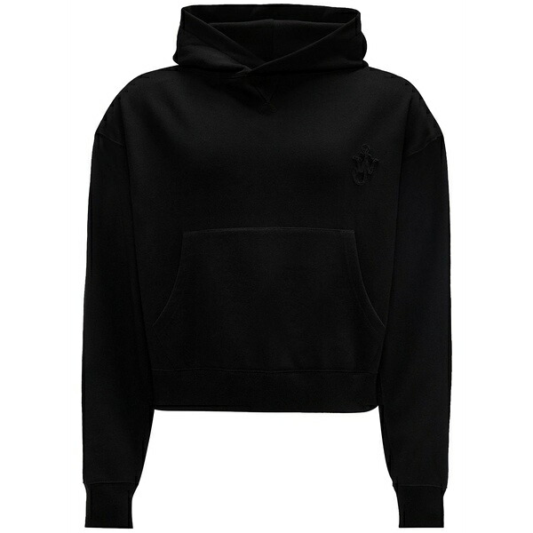 J.W.アンダーソン レディース パーカー・スウェットシャツ アウター Logo-embroidered organic cotton hoodie Black