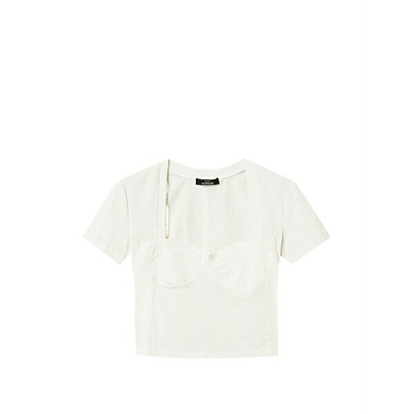 ツインセット レディース Tシャツ トップス Square-neck t-shirt White｜asty