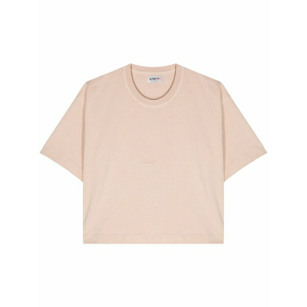 オートリー レディース プルオーバー トップス Logo-debossed cotton t-shirt Pink