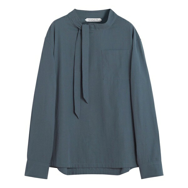 ランバン メンズ シャツ トップス Tie-neck top Blue|asty