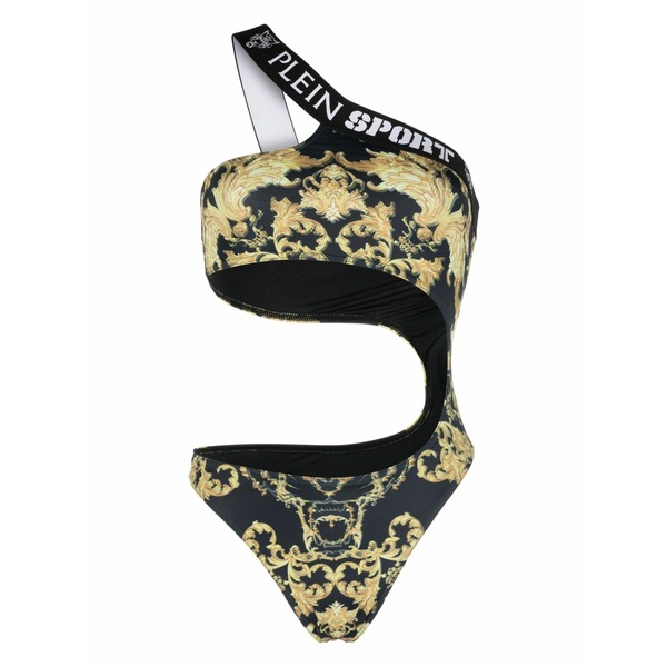 プレインスポーツ レディース ワンピース トップス Baroque-print cut-out swimsuit Black|asty
