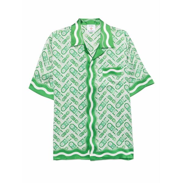 カサブランカ メンズ シャツ トップス Silk shirt Green｜asty