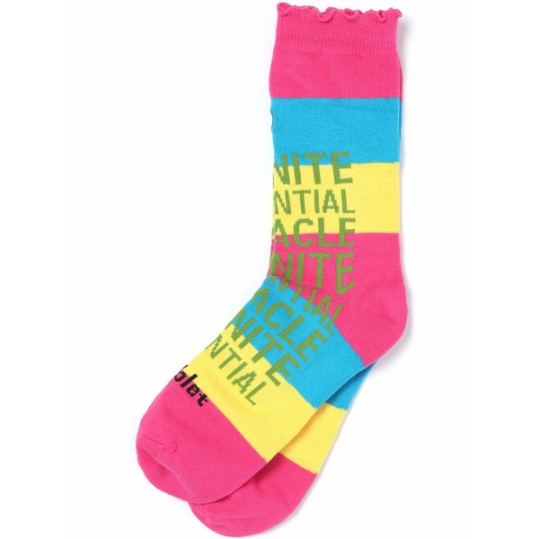 ダブレット メンズ 靴下 アンダーウェア Slogan-print striped socks Blue｜asty