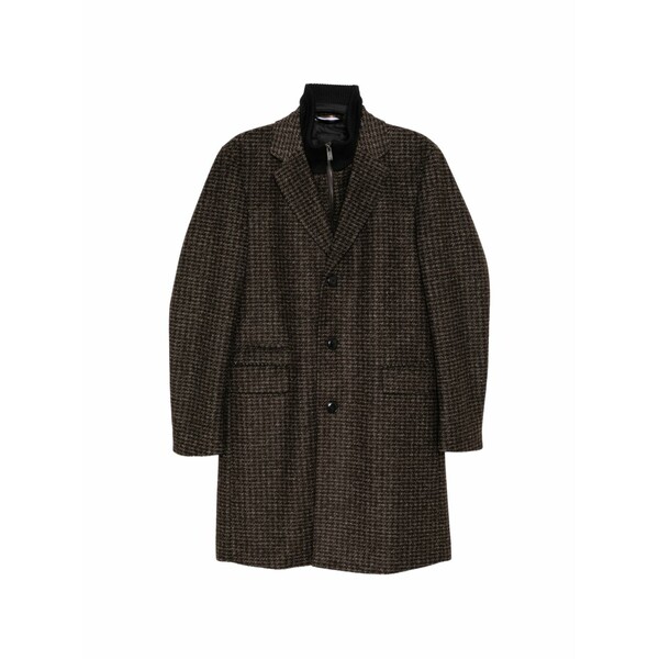 ボス メンズ コート アウター Houndstooth-print coat Brown|asty