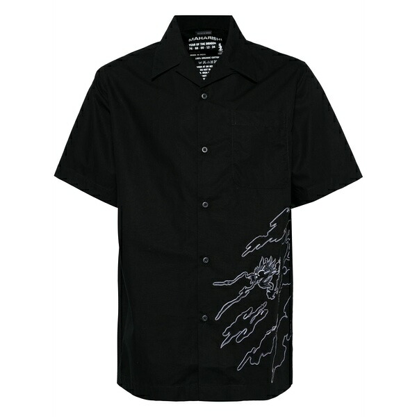 マハリシ メンズ シャツ トップス Cloud dragon shirt Black|asty
