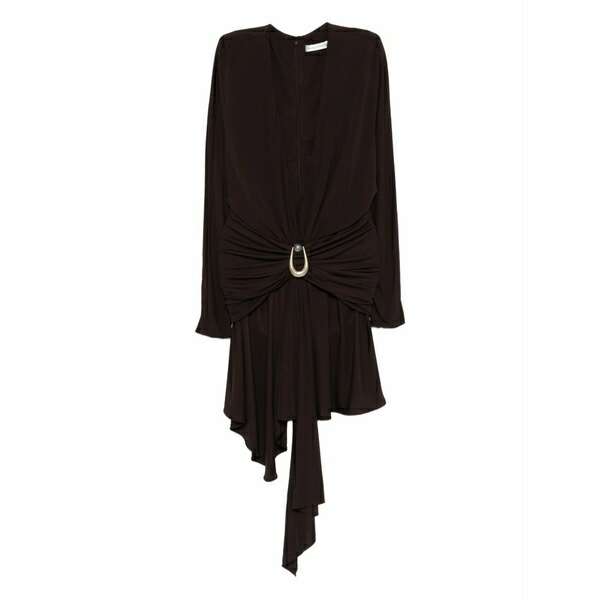 クリストファーエスバー レディース ワンピース トップス Stone-detail draped mini dress Brown|asty