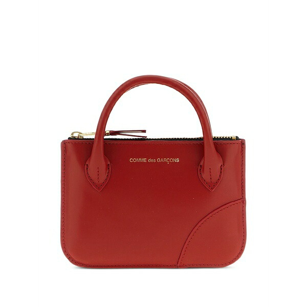 コムデギャルソン メンズ トートバッグ 御徒面子 Handles line logo leather mini bag Red