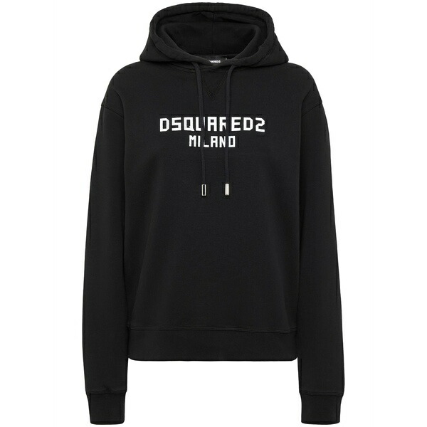 ディースクエアード レディース パーカー・スウェットシャツ アウター Logo-print hoodie Black