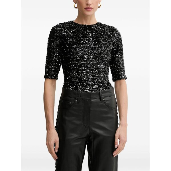 バードット レディース Tシャツ トップス Sequin-embellished top Black｜asty