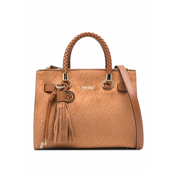 リュージョー レディース トートバッグ バッグ Small braided-handle tote bag Brown|asty