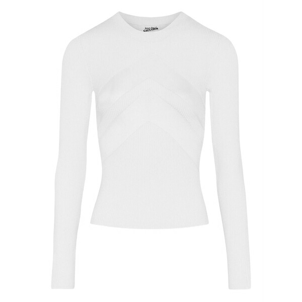 ジャン極点 ゴルチエ レディース 編み物\u0026スウェーター アウター Chevron- detail crew neck sweater White