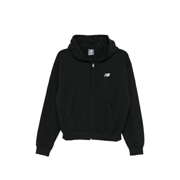 ニュー平衡にする レディース パーカー・スウェットシャツ アウター Logo-zipped hoodie Black