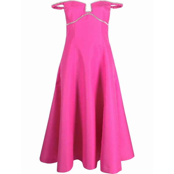 セルフ・ポートレイト レディース ワンピース トップス Off-shoulder flared midi dress Pink｜asty