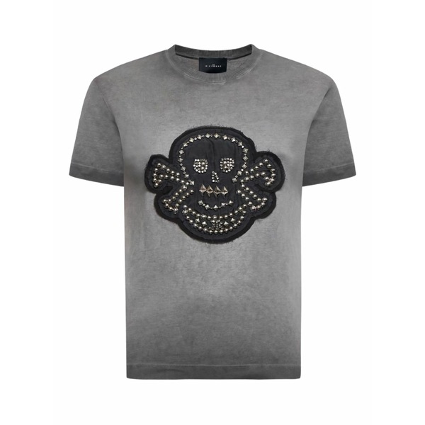 ジョン バージニアの州都 レディース プルオーバー トップス Skull-embellished t-shirt Grey