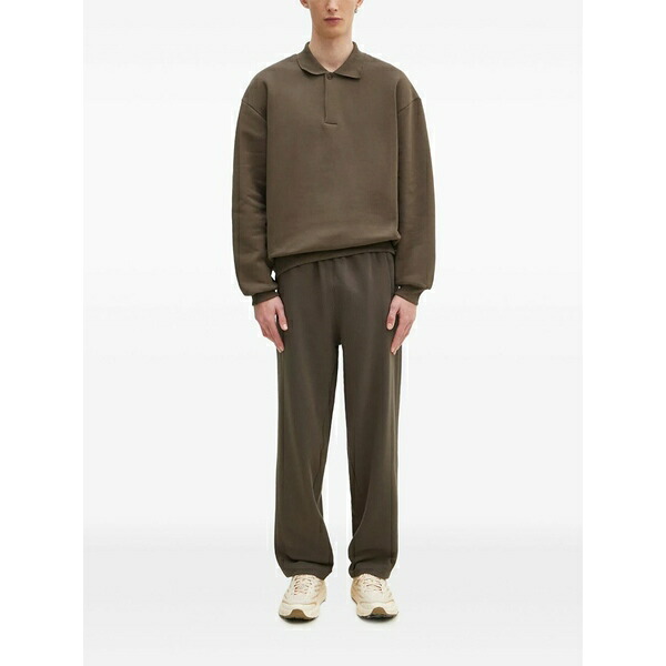 食麺麭ガイア レディース パーカー・スウェットシャツ アウター Polo-collar sweatshirt Brown