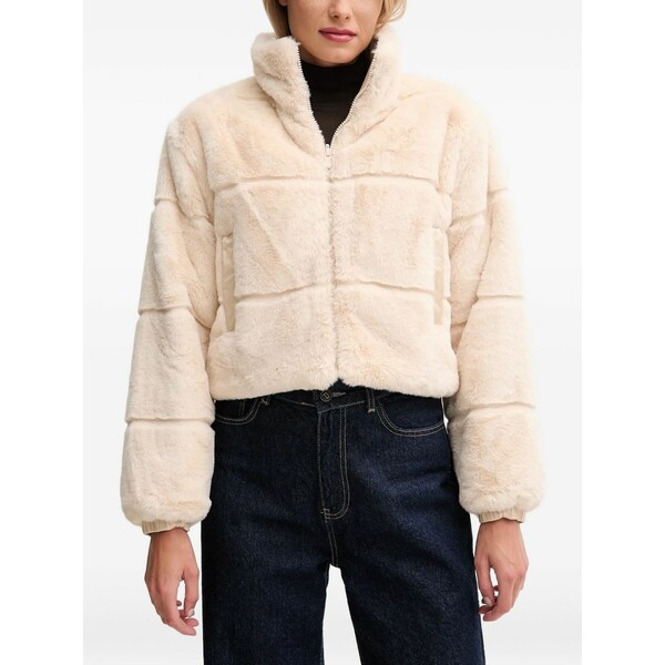 セーブザダック レディース ジャケット＆ブルゾン アウター Zip faux-fur jacket Neutrals｜asty