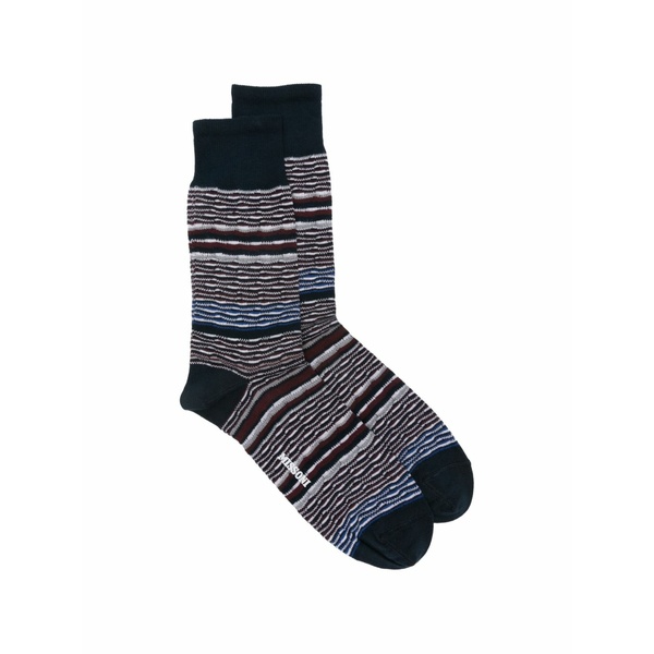 ミッソーニ メンズ ソックス アンダー御召しもの Patterned socks Blue