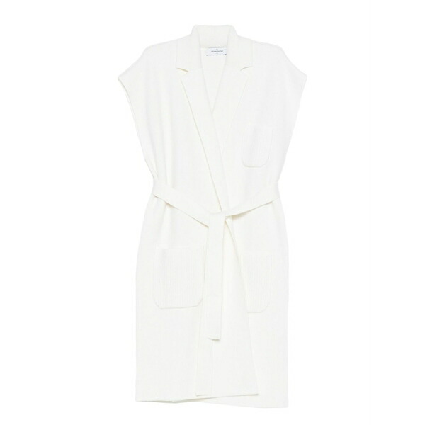 グランサッソ レディース コート アウター Belted front-pockets gilet White｜asty