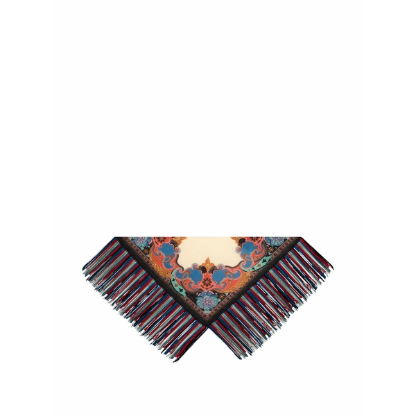 エトロ レディース えり巻き・袈裟・えり巻き 付属物 Floral fringing silk scarf Black