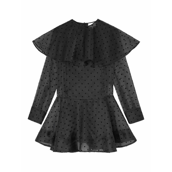 ガニー レディース ワンピース トップス Polka dot ruffled mini dress Black｜asty