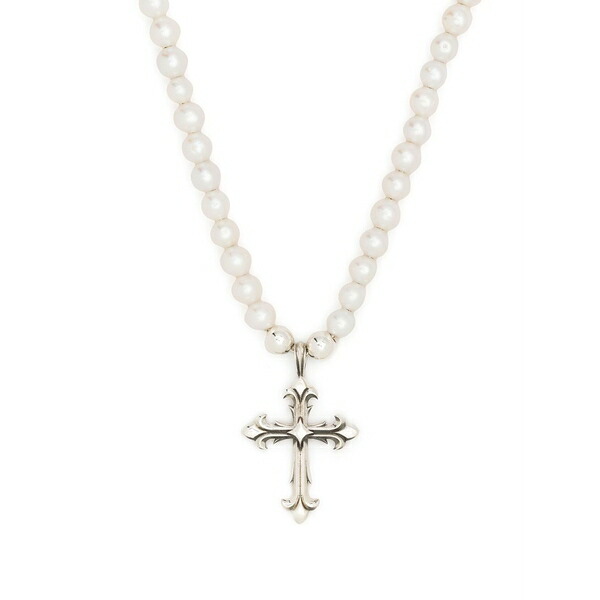 エマニュエレ ビコッキ メンズ 首飾り・チョー鉄道車両 付属品 Pearl necklace with cross Silver
