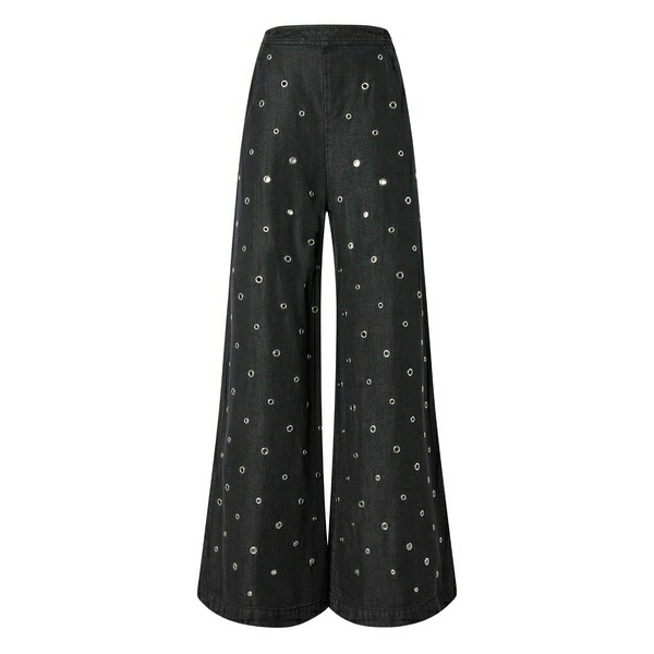 ピンコ レディース カジュアルパンツ ボトムス Eyelet-embellished trousers Black|asty