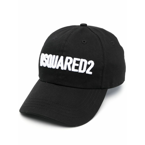 ディースクエアード メンズ かぶり笠 付属品 Logo-appliqu茫漏 cotton cap Black