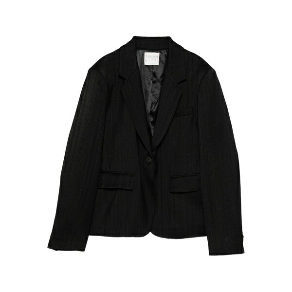 フォルテ フォルテ レディース 上衣＆上衣 アウター Pinstripe single-breasted blazer Black