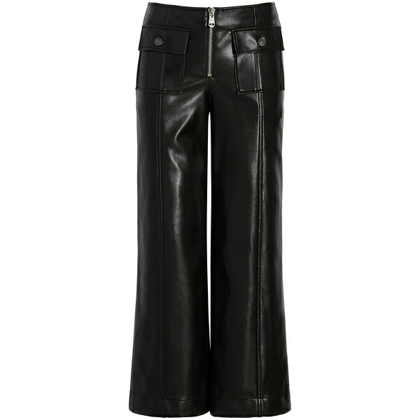 サンクアセプト レディース カジュアルパンツ ボトムス Azure faux-leather trousers Black|asty