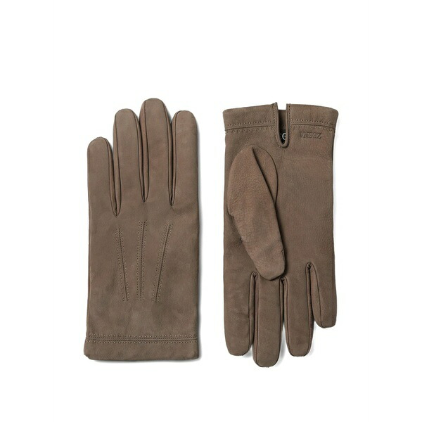 ゼニア メンズ グローブ 添え物 Leather gloves Brown
