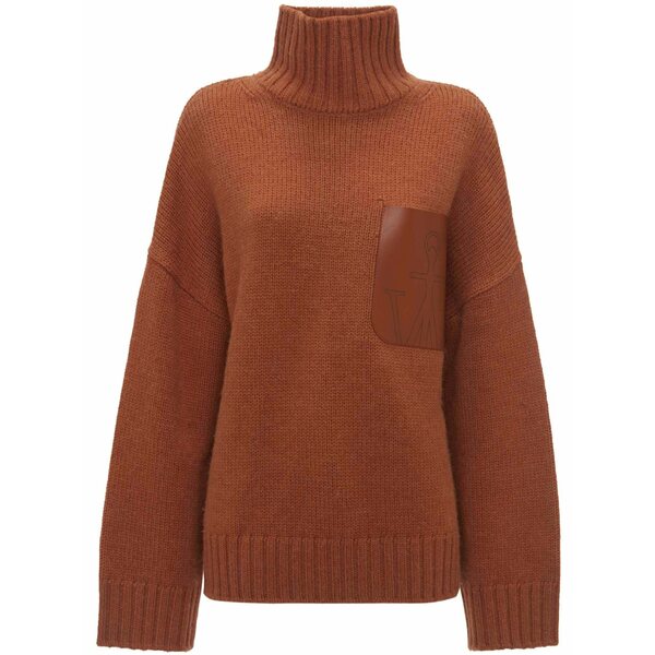 J.W.アンダーソン レディース 編み物\u0026スウェーター アウター Anchor-logo ribbed-knit jumper Brown