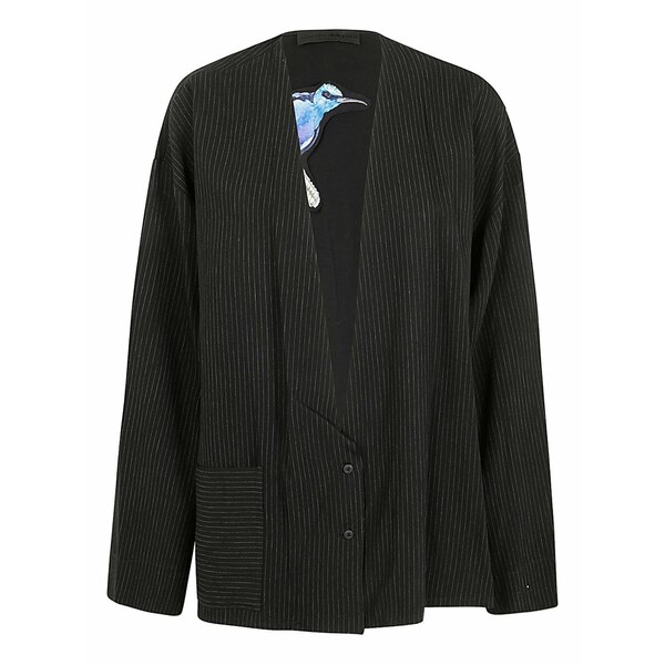 マリアカルデララ レディース 上衣＆上衣 アウター Pinstriped pocket jacket Black