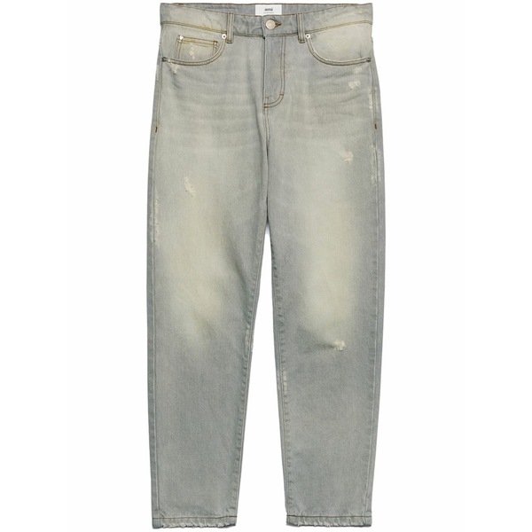 アミ メンズ デニムパンツ ボトムス Logo-patch organic cotton jeans Blue|asty