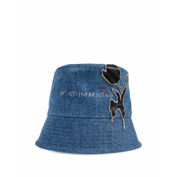 マルニ レディース 帽子 アクセサリー Appliqu茫漏 bucket hat Blue|asty