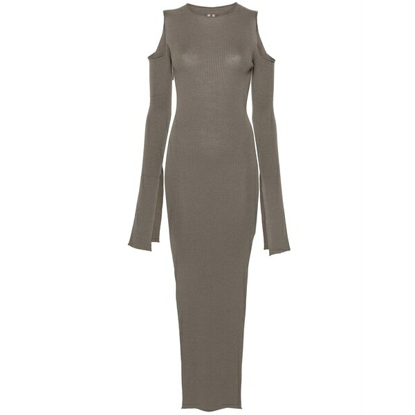 リックオウエンス レディース ワンピース トップス Lido cape virgin wool maxi dress Grey｜asty