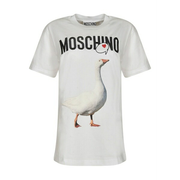 モスキーノ レディース Tシャツ トップス Goose-print t-shirt White|asty