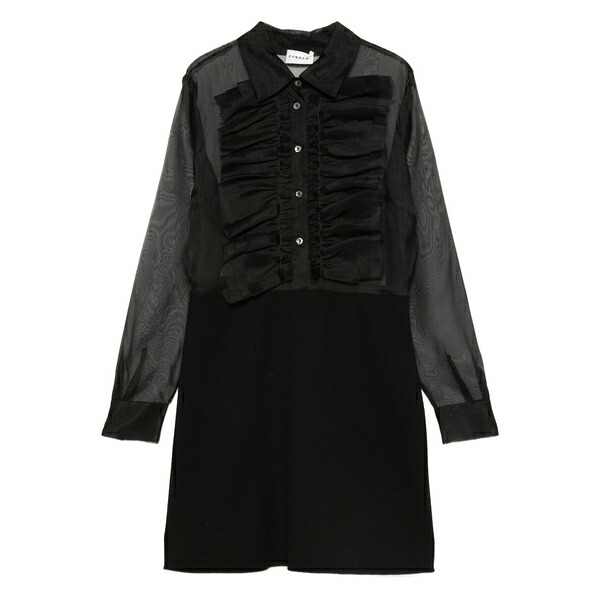 パロッシュ レディース ワンピース トップス Ruffled sheer-paneled dress Black｜asty