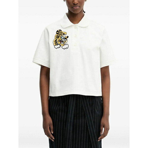 ケンゾー レディース スポーツシャツ トップス X verdy tiger-embroidered polo top White