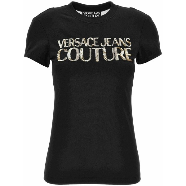 ベルサーチ レディース Tシャツ トップス Embellished t-shirt Black|asty