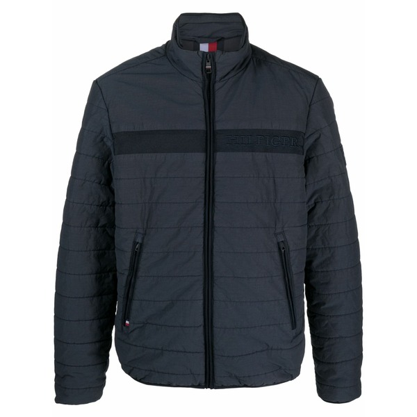 トミー ヒルフィガー メンズ ジャケット＆ブルゾン アウター Logo-embroidered padded jacket Blue｜asty