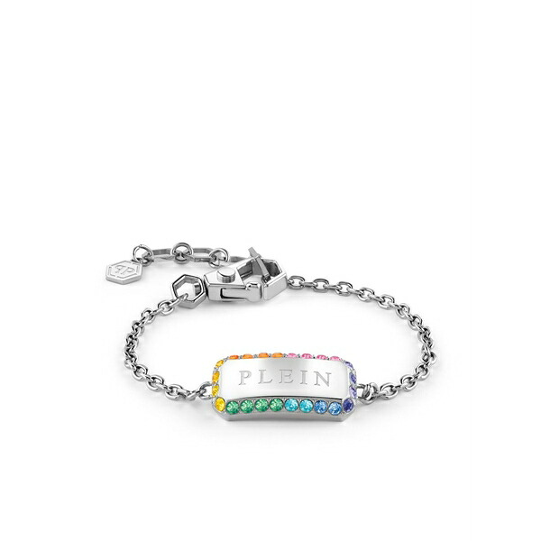 フィリッププレイン レディース ブレスレット・バングル・アンクレット アクセサリー Crystal tag bracelet Silver｜asty
