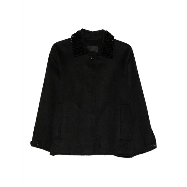 リュージョー レディース 上衣＆上衣 アウター Embellished-collar jacket Black コート・ジャケット-レディースファッション