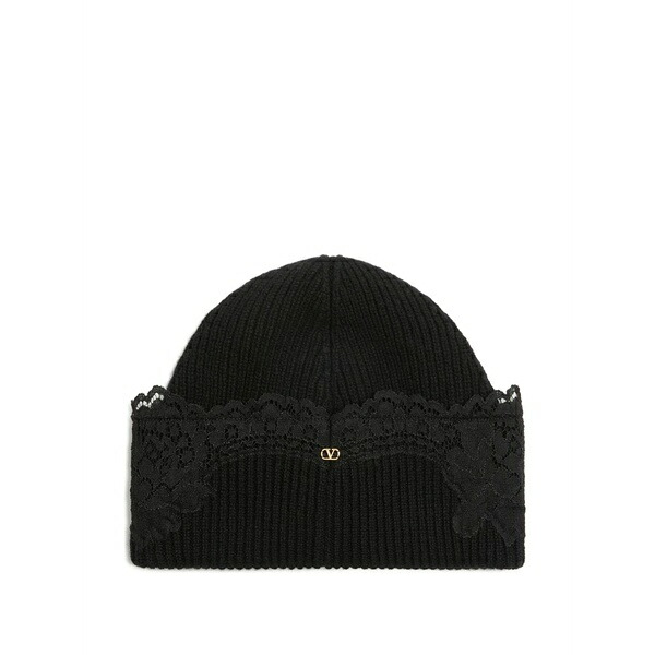 ヴァレンティノ ガラヴァーニ レディース 帽子 アクセサリー Vlogo signature lace beanie Black|asty