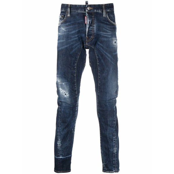 ディースクエアード メンズ デニムパンツ ボトムス Distressed skinny jeans Blue｜asty