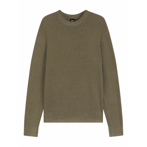 ボス メンズ ニット&セーター アウター Ribbed crew-neck sweater Brown｜asty